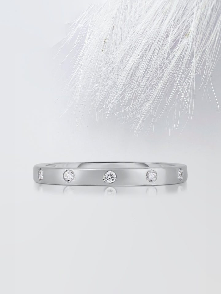 Round Cut Diamond Wedding Band For Women, Anniversary Gift For Her