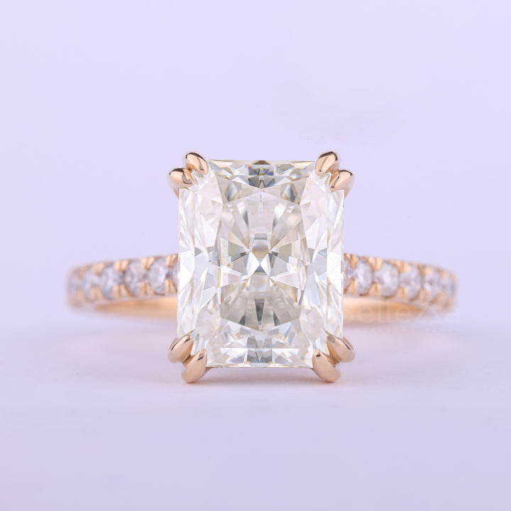 1.50CT Radiant Cut Pave Setting Moissanite Engagement Ring