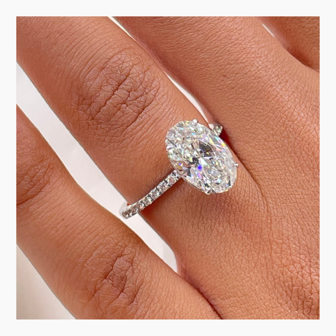 1.50-3.50 CT Oval Pave Diamond Engagement Ring