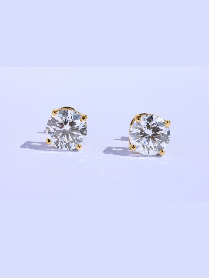 Round Cut Diamond Hidden Halo Moissanite Stud Earrings