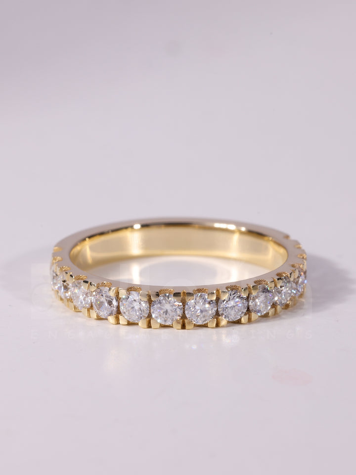 0.60TCW Round Cut Diamond Half Eternity Wedding Band