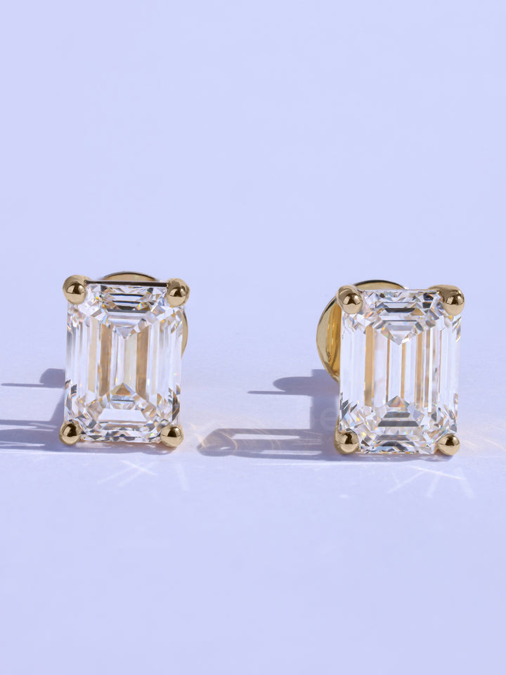1.0CT Emerald Cut Solitaire Moissanite Stud Earrings For Her