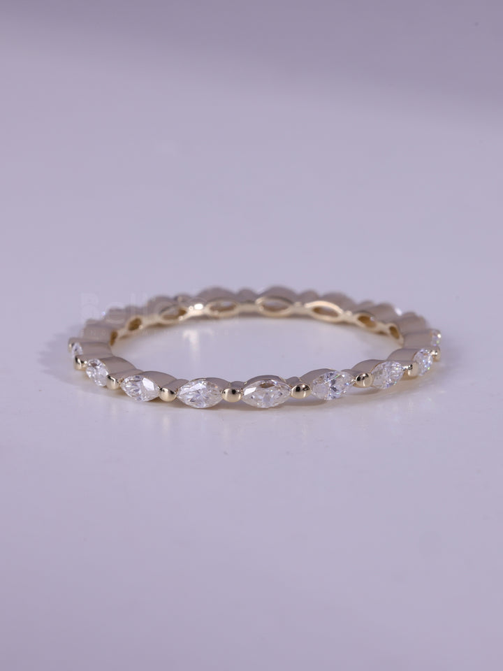 Marquise Cut Minimalist Eternity Wedding Band