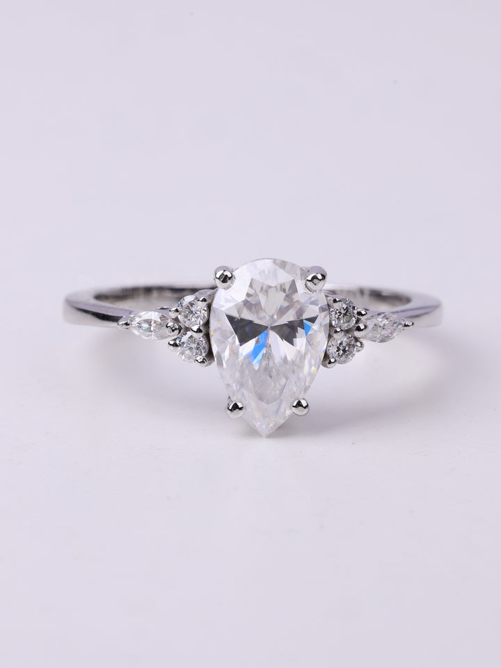 1.50CT Pear Cut Cluster Diamond Engagement Ring
