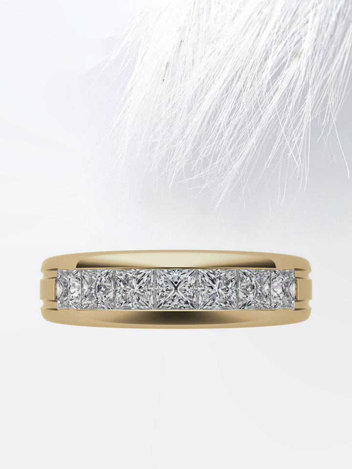 Princess Cut Seven Stone Moissanite Men's Diamond Wedding Band