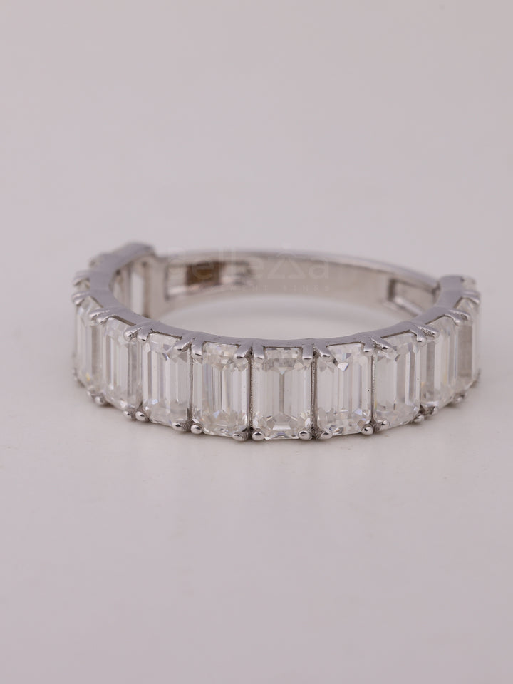1.50TCW Emerald Cut Half Eternity Wedding Band For Her