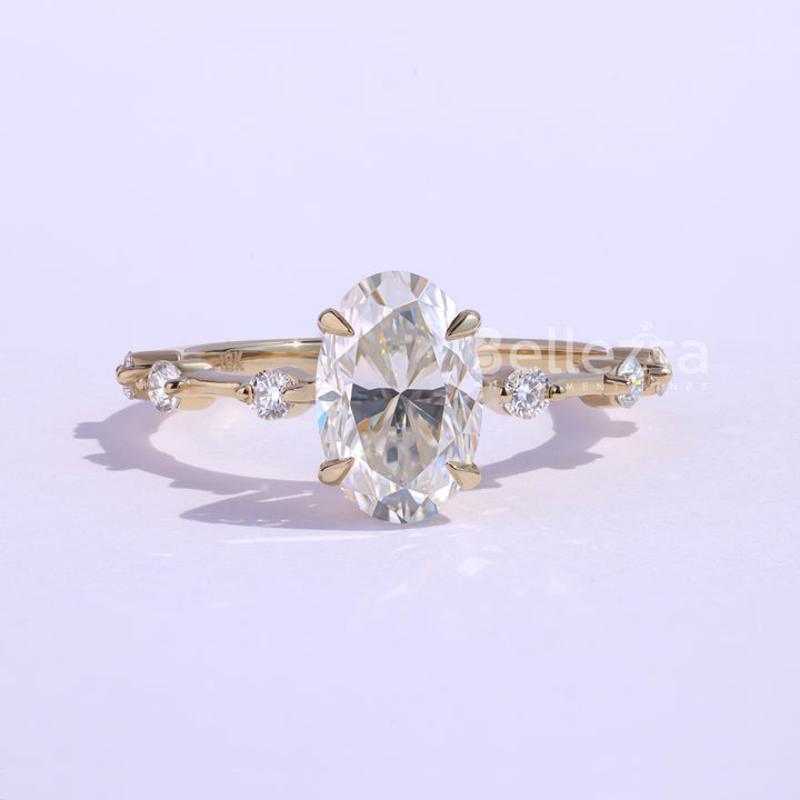 1.50CT Oval Cut Petite Pave Moissanite Engagement Ring - Ready To Ship