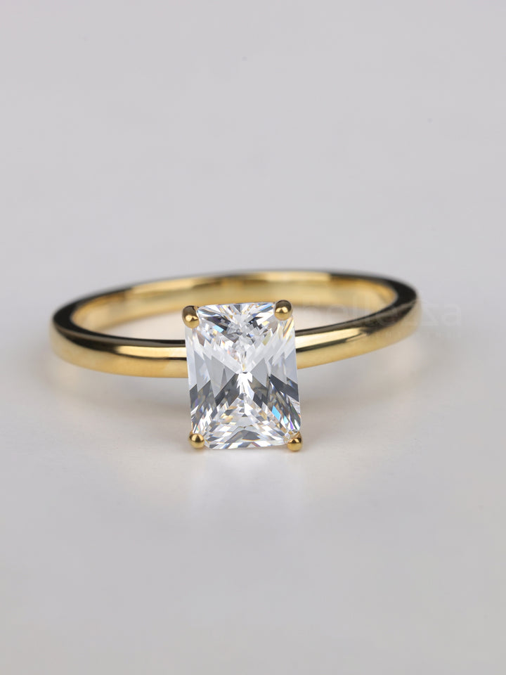 1.0CT Radiant Cut Solitaire Moissanite Engagement Ring