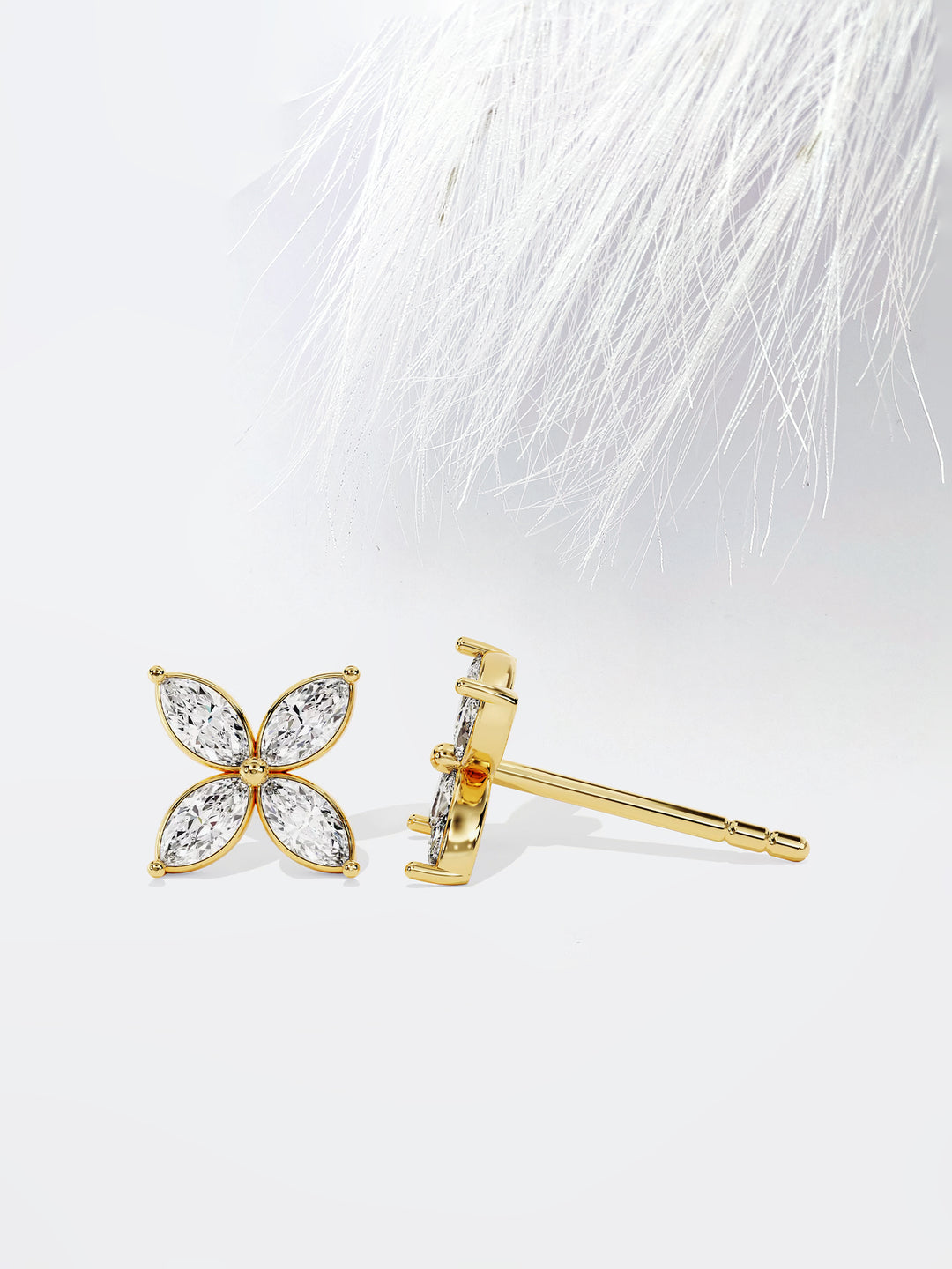 Marquise Cut Clover Moissanite Stud Diamond Earrings For Women