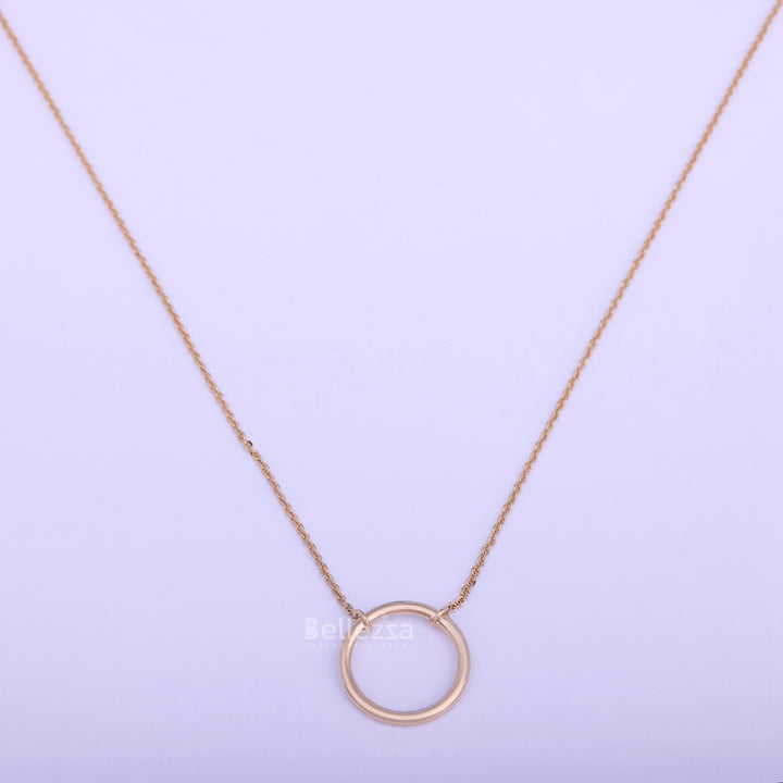 14K Yellow Gold Circle Moissanite Necklace - Ready To Ship