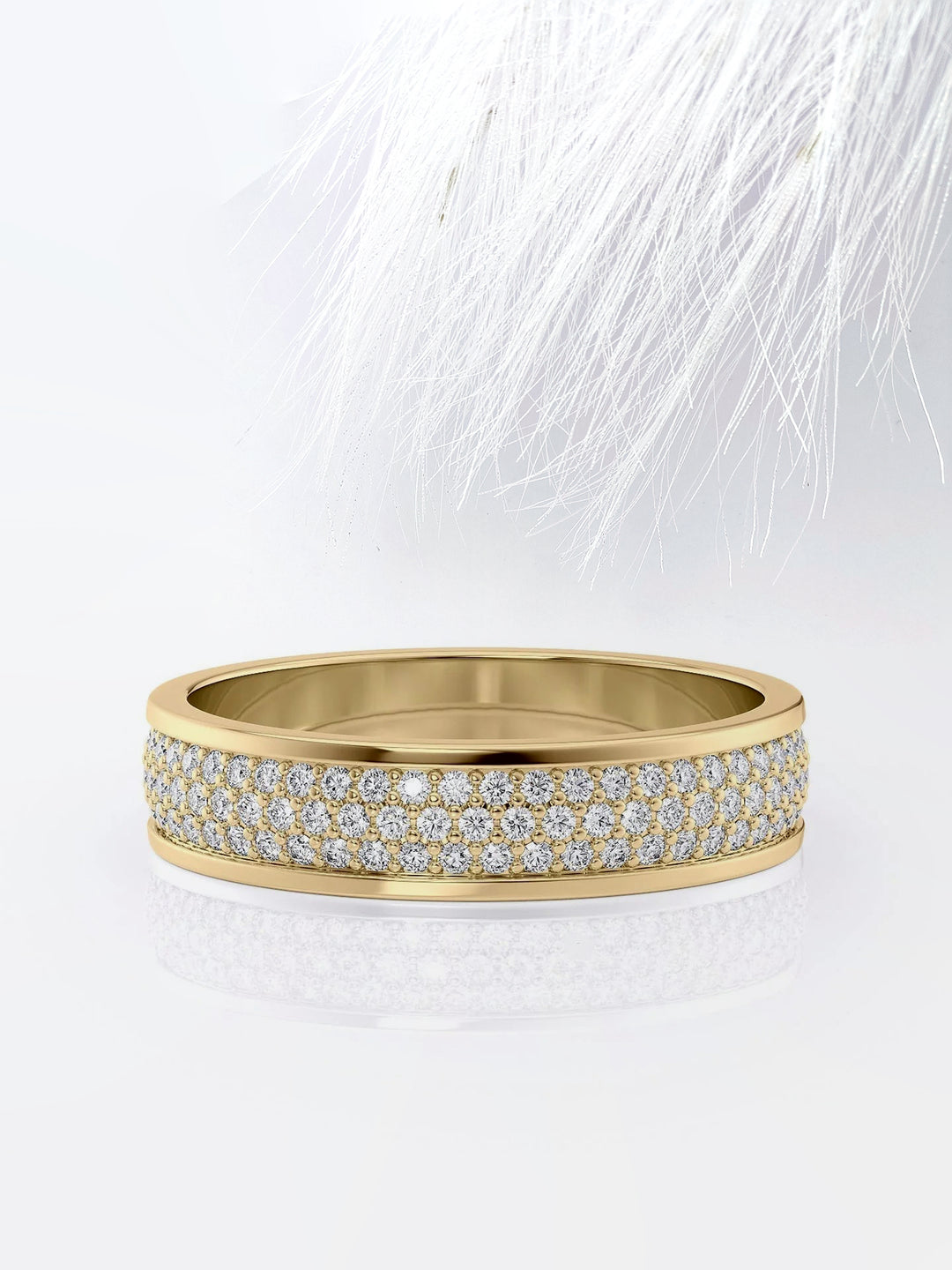 Round Cut Three Row Channel Moissanite Men's Diamond Wedding Band