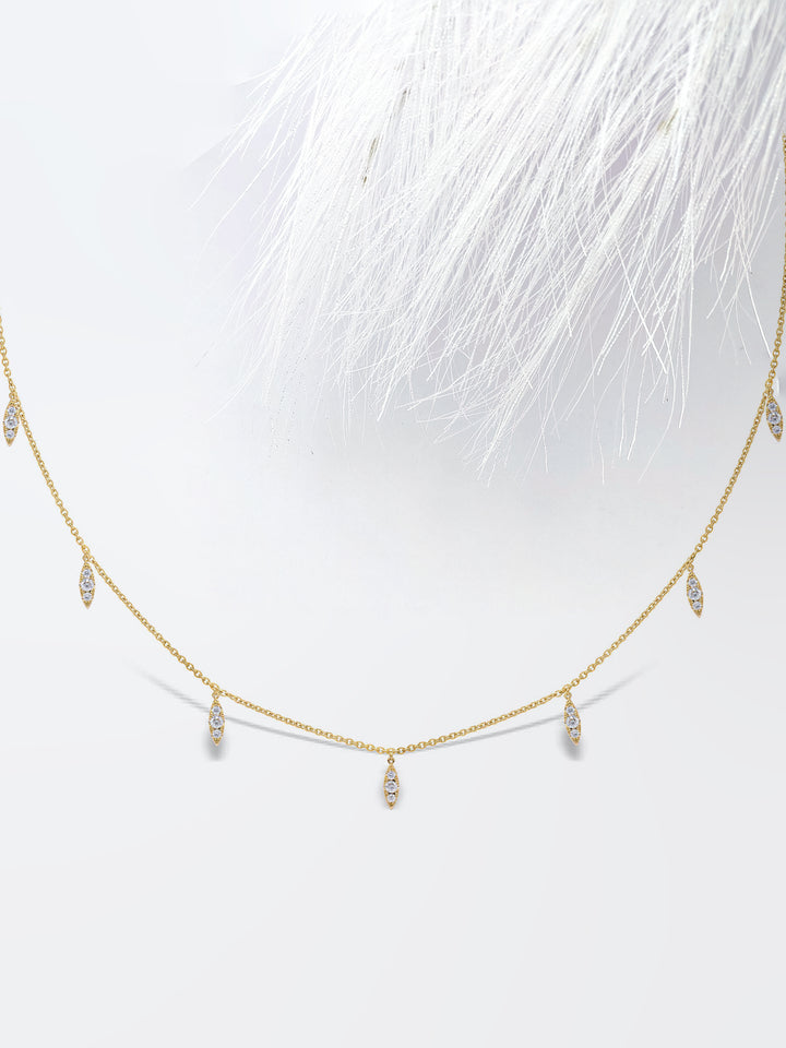 Dangling Diamond Moissanite Leaf Drop Necklace For Women