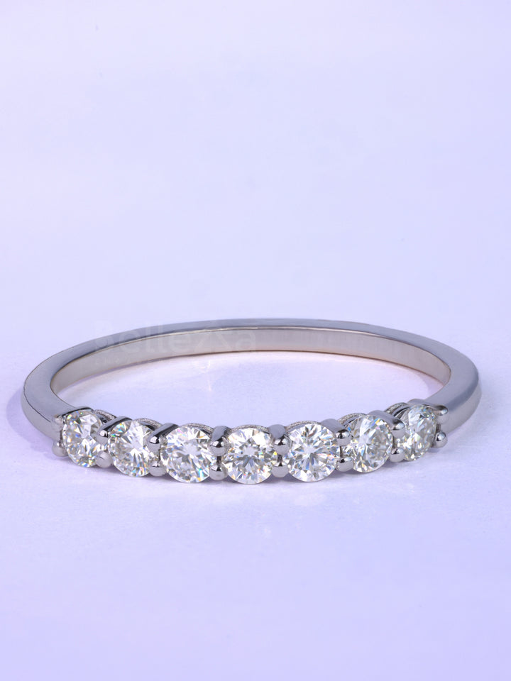 Round Cut Diamond Minimalist Moissanite Wedding Band