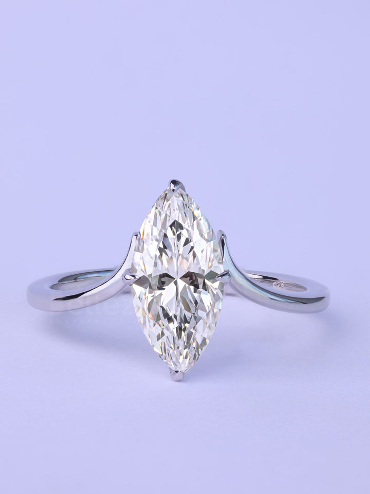 1.50CT Marquise Cut Unique Solitaire Moissanite Engagement Ring