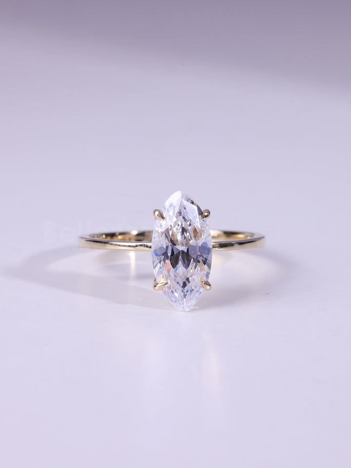 2.0CT Marquise Cut Solitaire Moissanite Engagement Ring