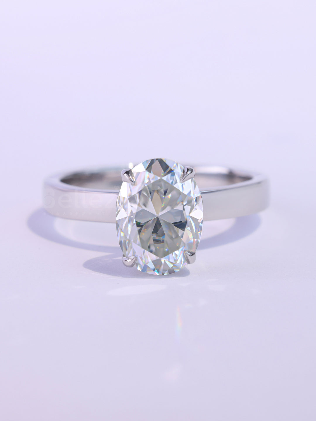 1.0CT Oval Cut Classic Solitaire Wide Band Engagement Ring