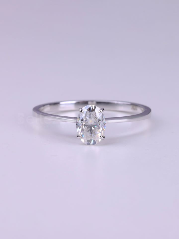 1.0CT Oval Cut Minimalist Solitaire Engagement Ring