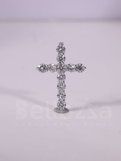 Round Cut Diamond Cross Pendant Necklace For Her
