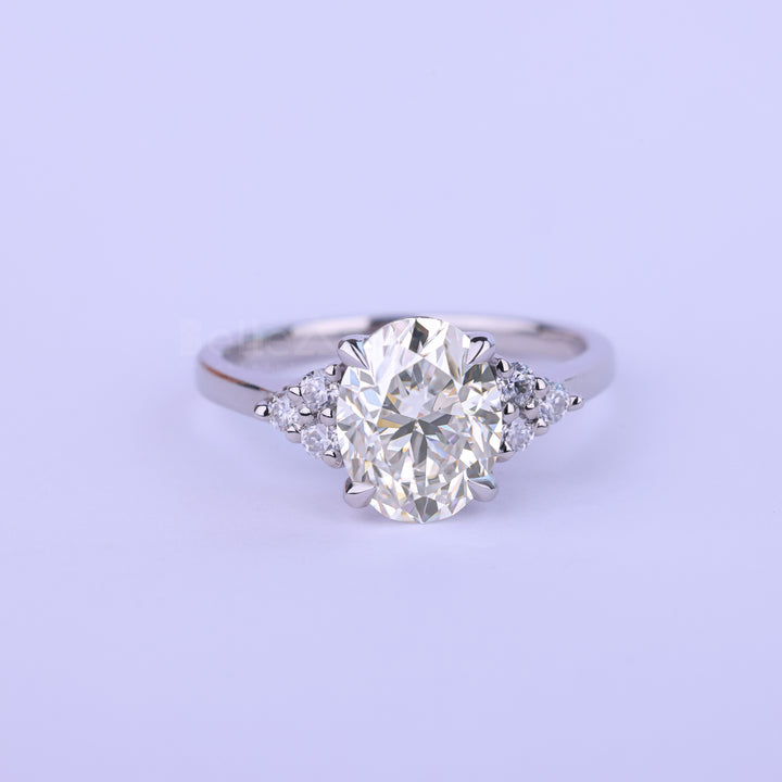 1.0CT Oval Cut Cluster Diamond Moissanite Engagement Ring