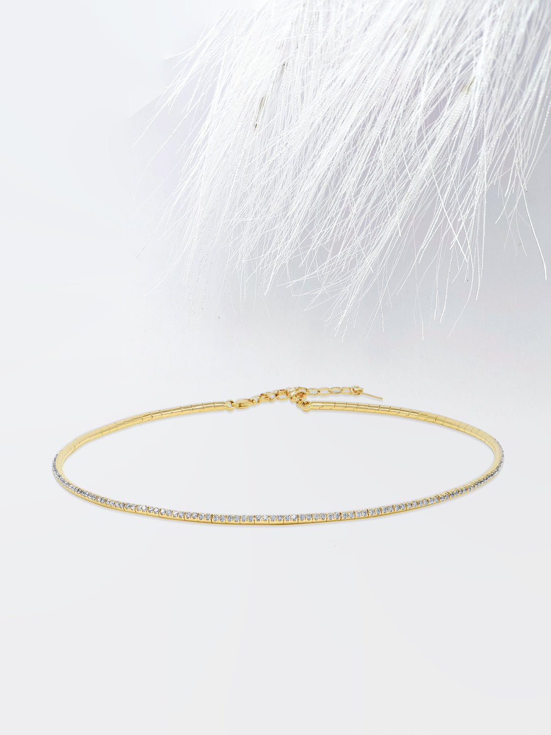 Round Cut Flexible Diamond Moissanite Wire Choker Necklace