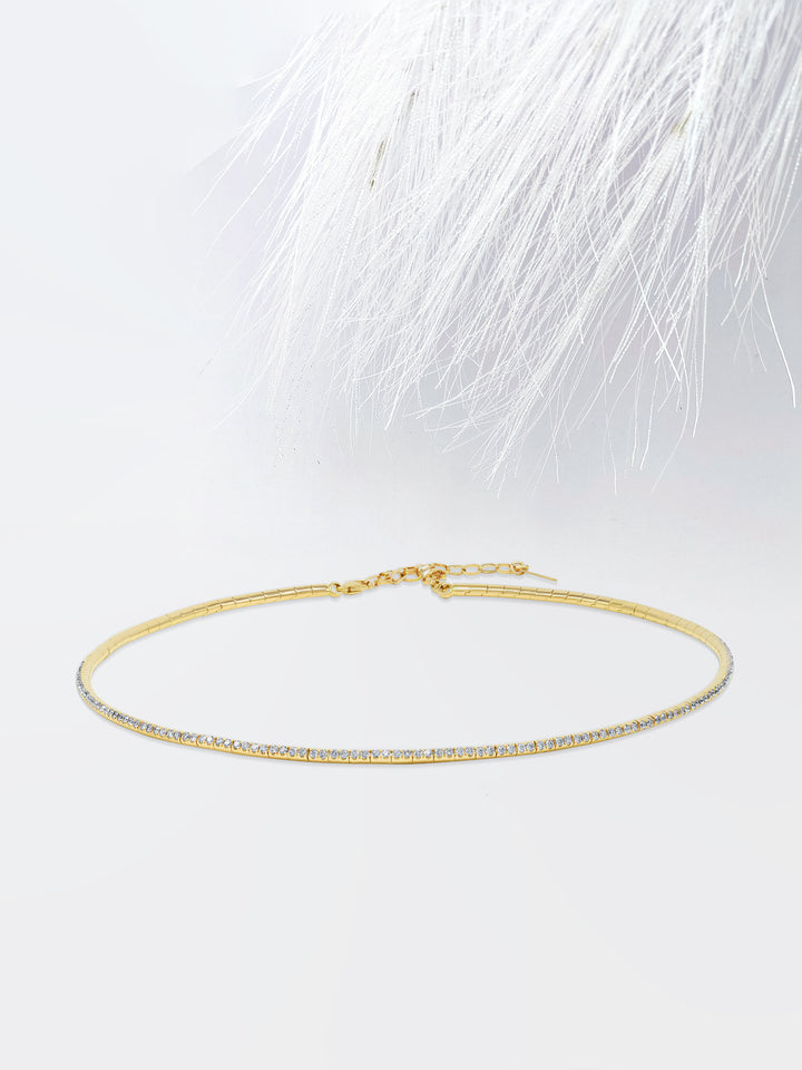 Round Cut Flexible Diamond Moissanite Wire Choker Necklace