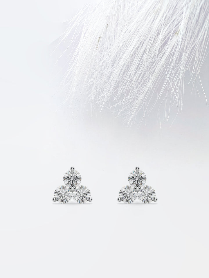 0.36CT Round Cut Three Stone Moissanite Diamond Earrings For Women