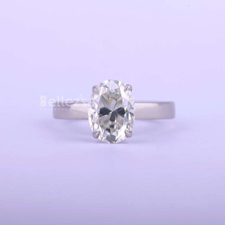 2.0CT Oval Cut Wide Band Moissanite Engagement Ring - Ready To Ship