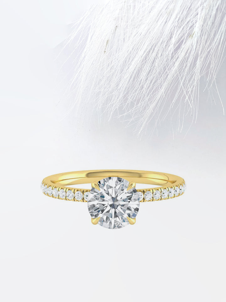 1.5CT Round Cut Pave Moissanite Diamond Engagement Ring For Her