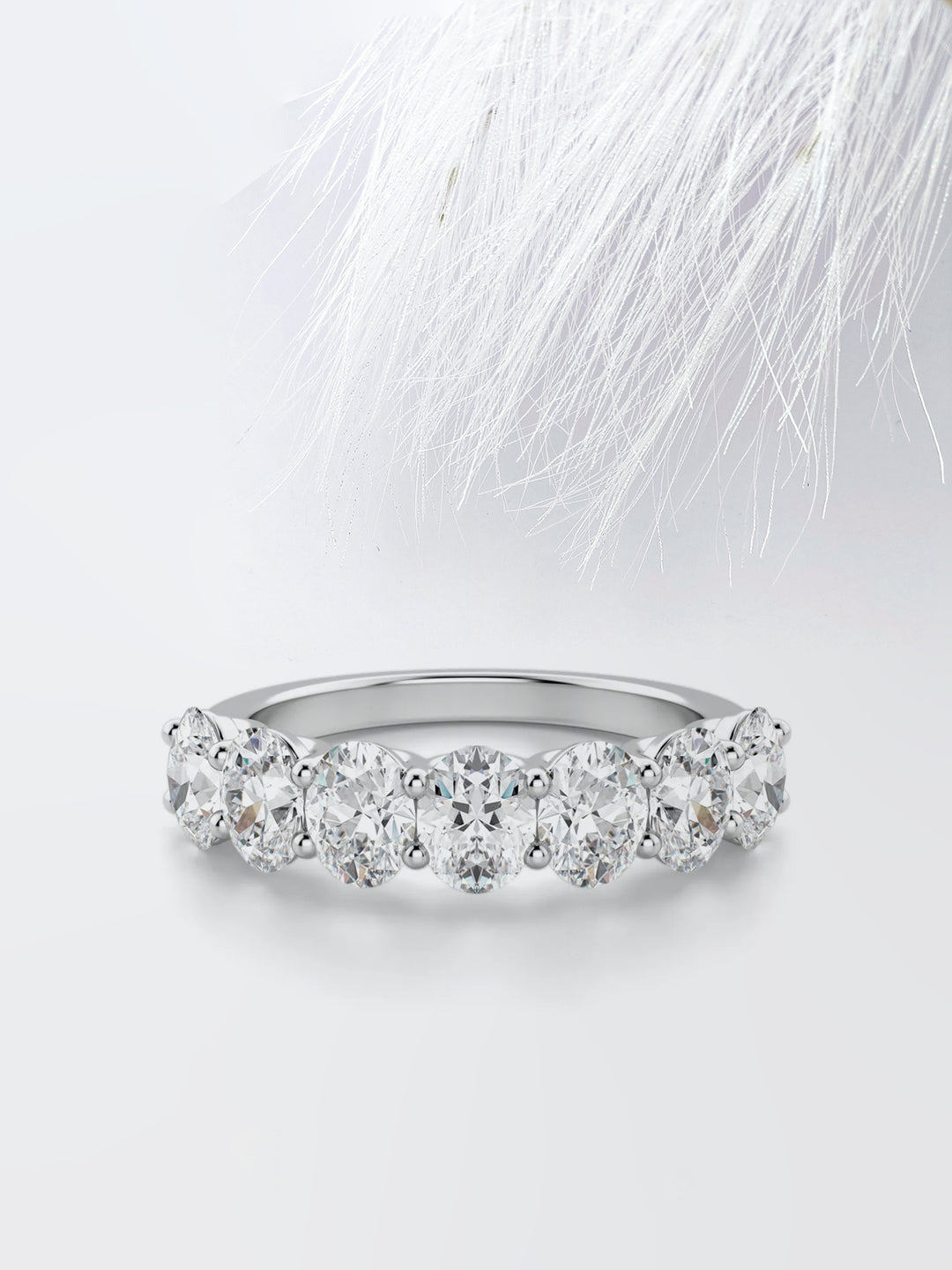 Oval Cut Seven Stone Wedding Band For Women