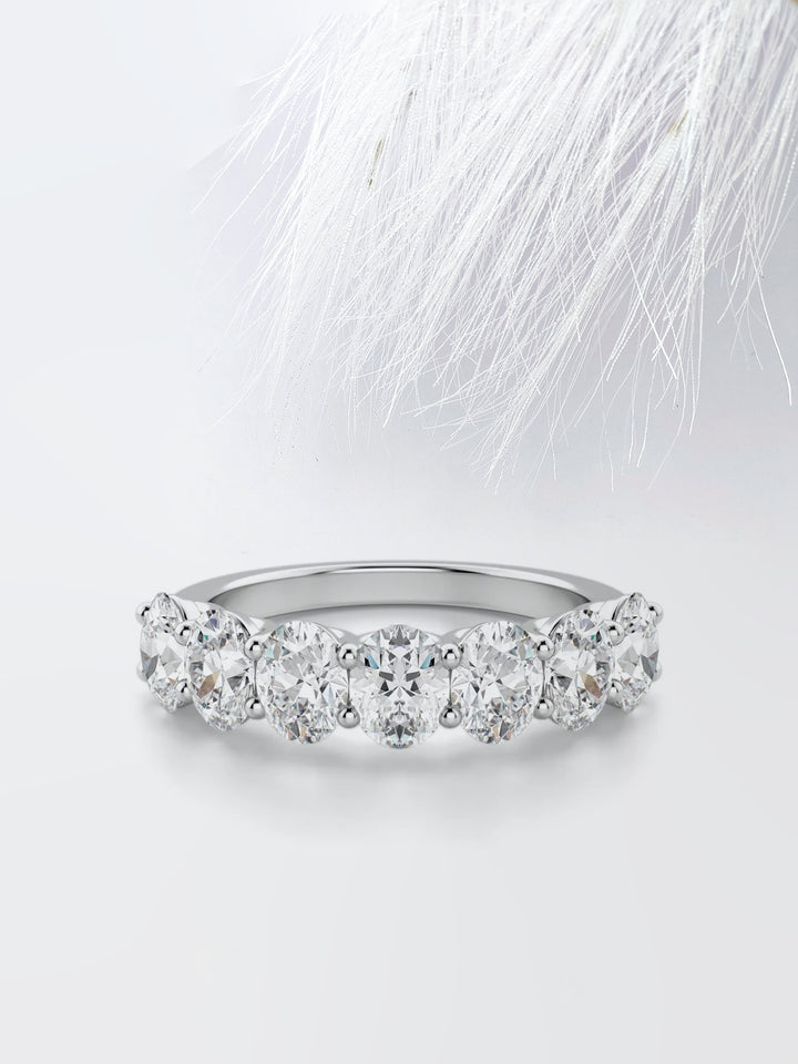 Oval Cut Seven Stone Wedding Band For Women