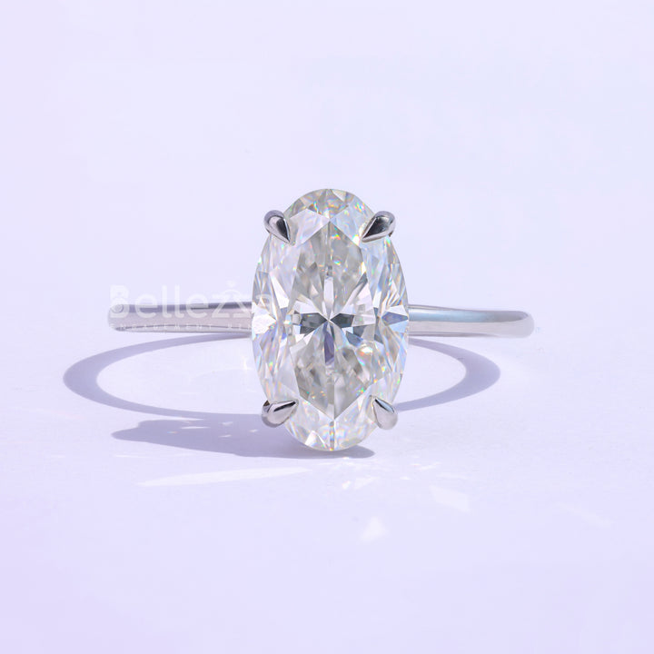3.25CT Oval Cut Hidden Halo Engagemetn Ring - Ready To Ship