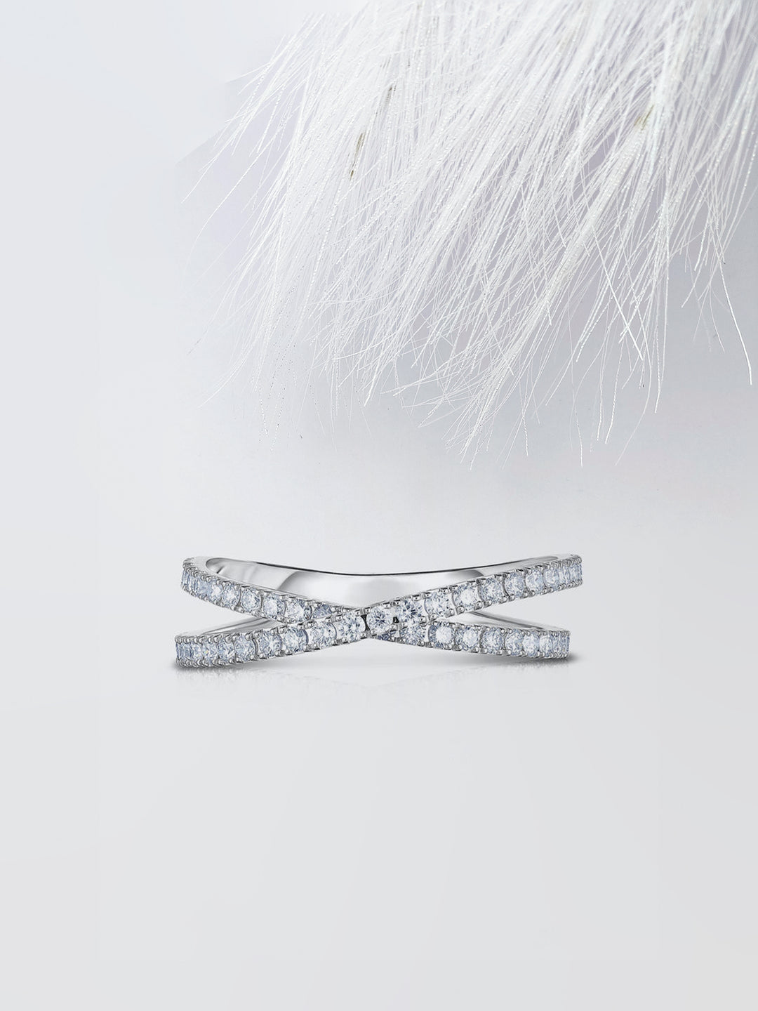 Round Cut Criss Cross Diamond Wedding Band For Women