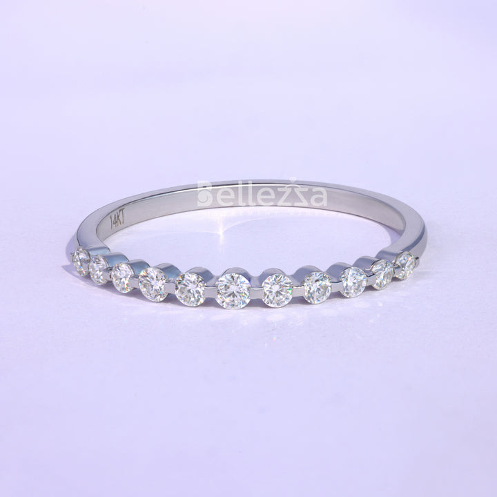 Round Diamond Bubble Pave Moissanite Wedding Band - Ready To Ship