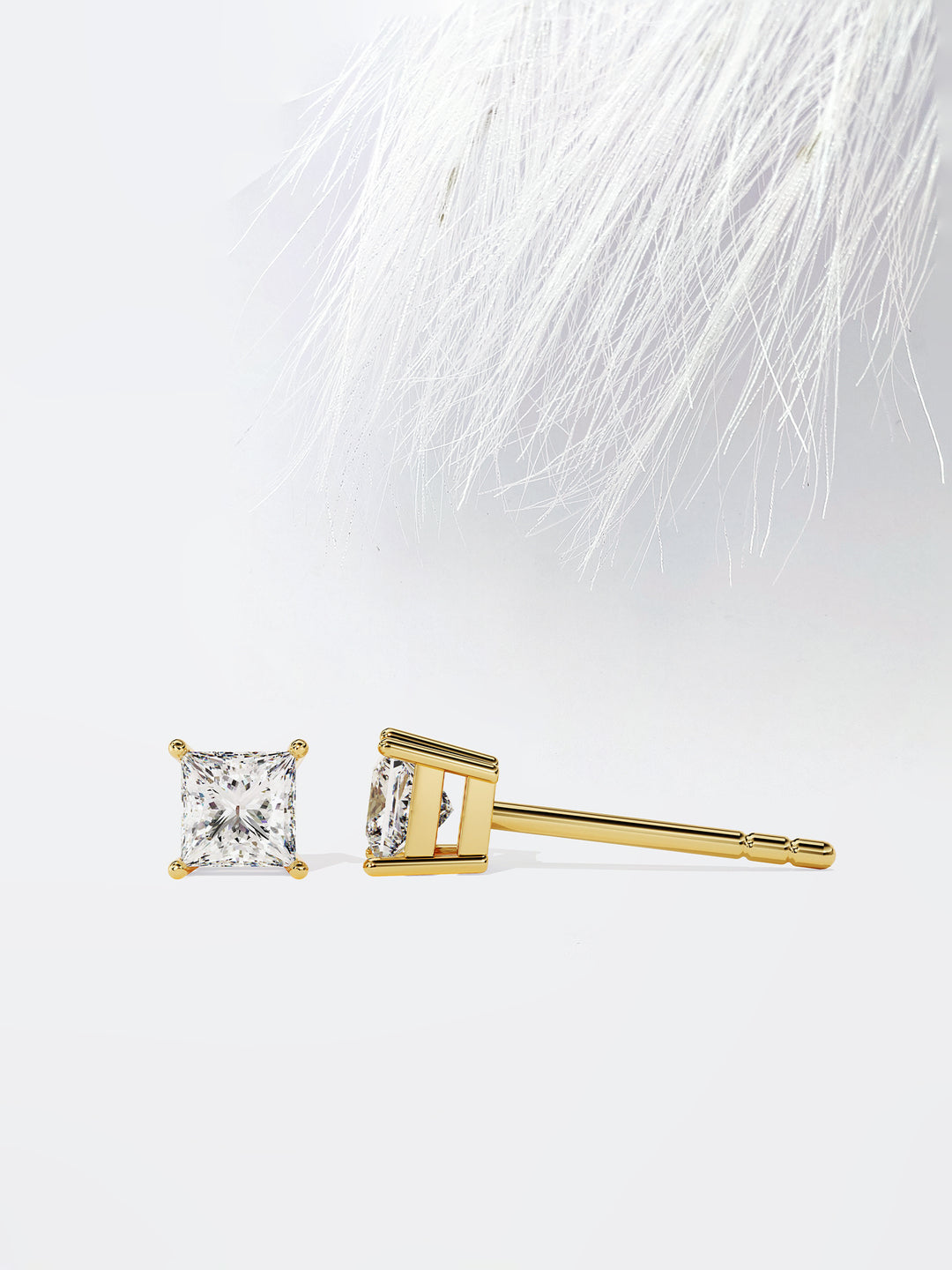 Princess Cut Solitaire Moissanite Stud Diamond Earrings For Women