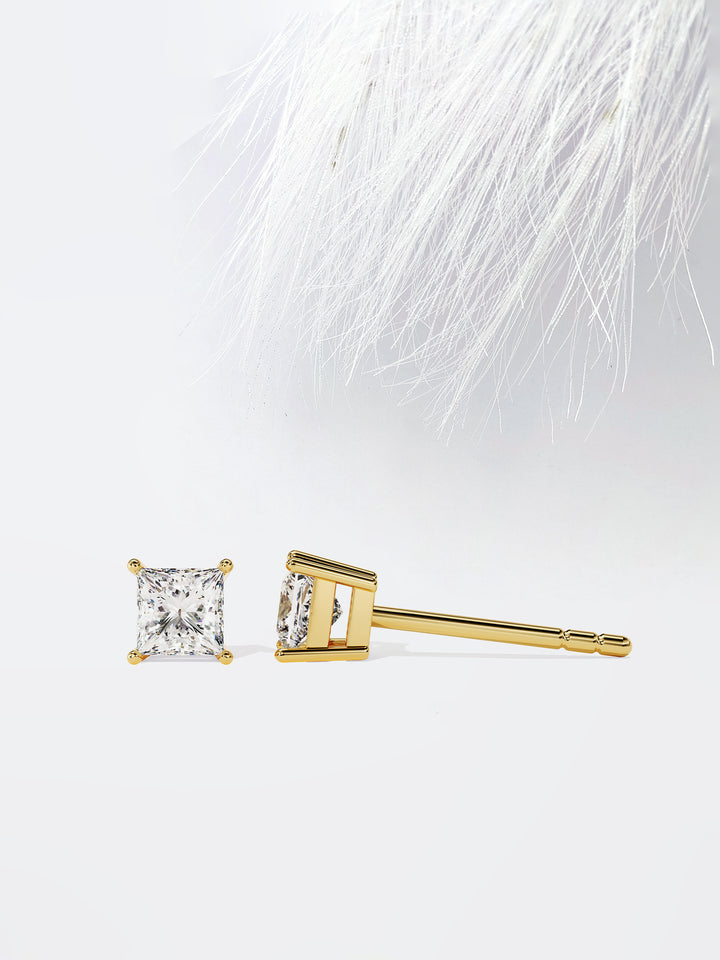 Princess Cut Solitaire Moissanite Stud Diamond Earrings For Women