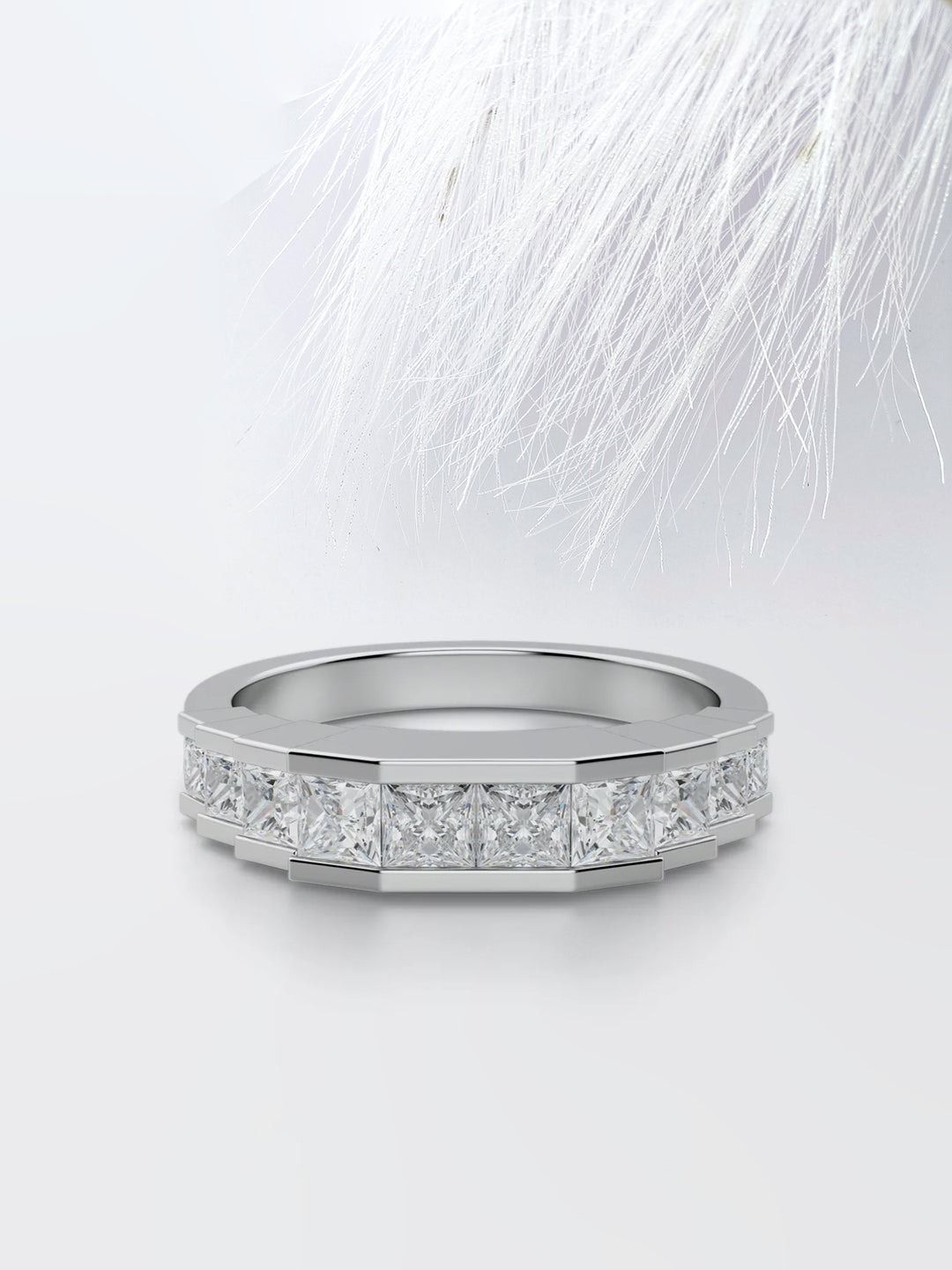 Princess Cut Channel Diamond Wedding Band For Her