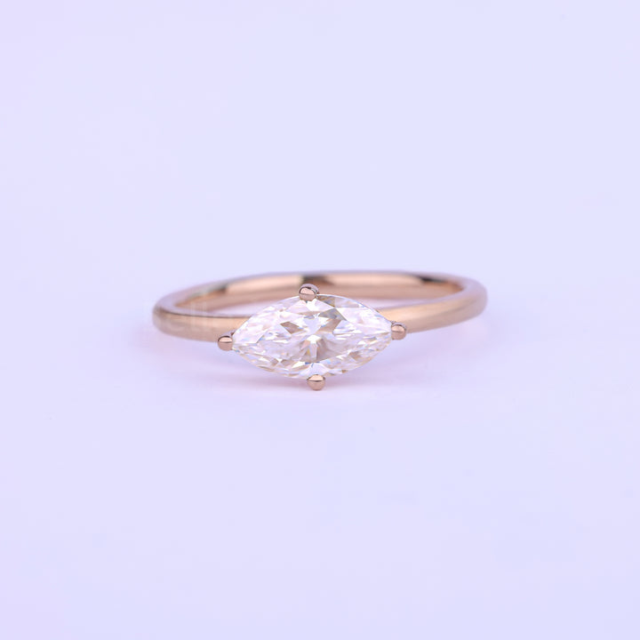 0.75CT East-West Marquise Cut Minimalis Solitaire Engagement Ring