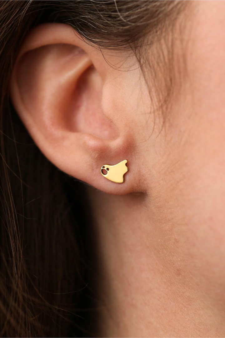 14K Halloween Ghost Gold Stud Earrings for Women