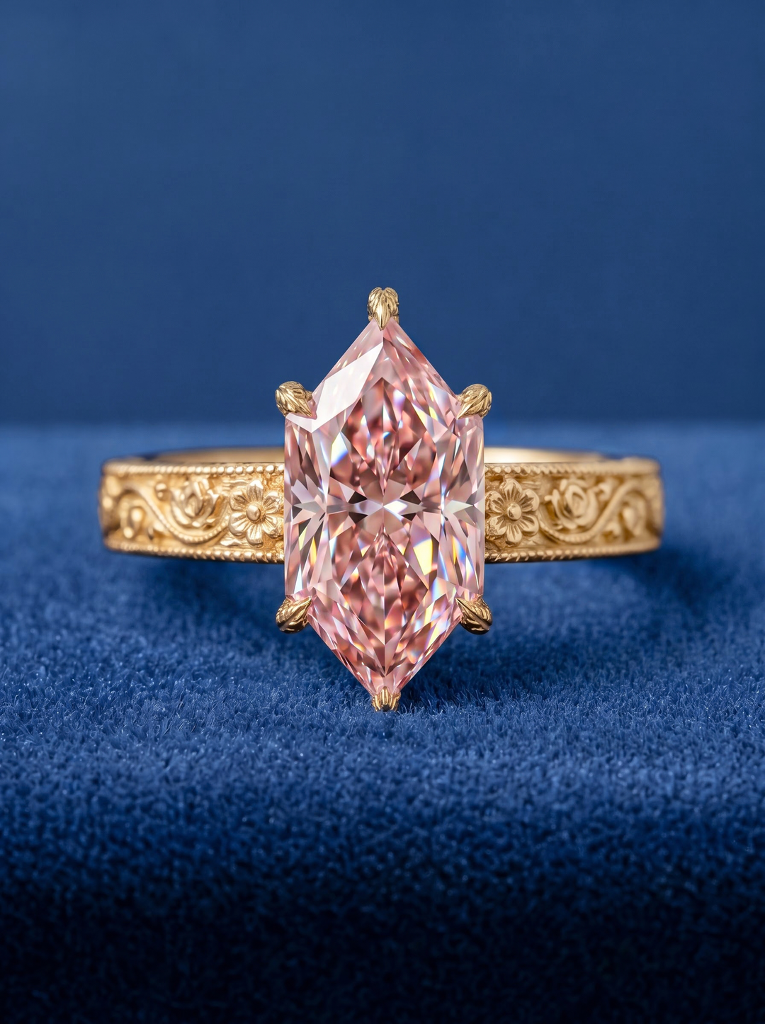 2.50CT Vintage Marquise Pink Lab-Grown Diamond Engagement Ring