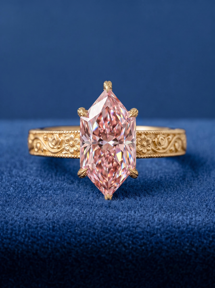 2.50CT Vintage Marquise Pink Lab-Grown Diamond Engagement Ring