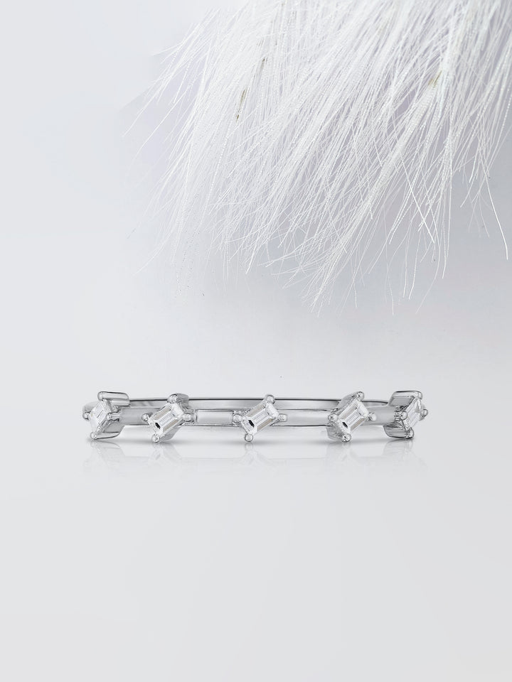 Baguette Cut Half Eternity Diamond Wedding Band For Women