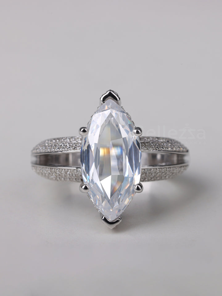 2.0CT Marquise Cut Cluster Diamond Moissanite Engagement Ring