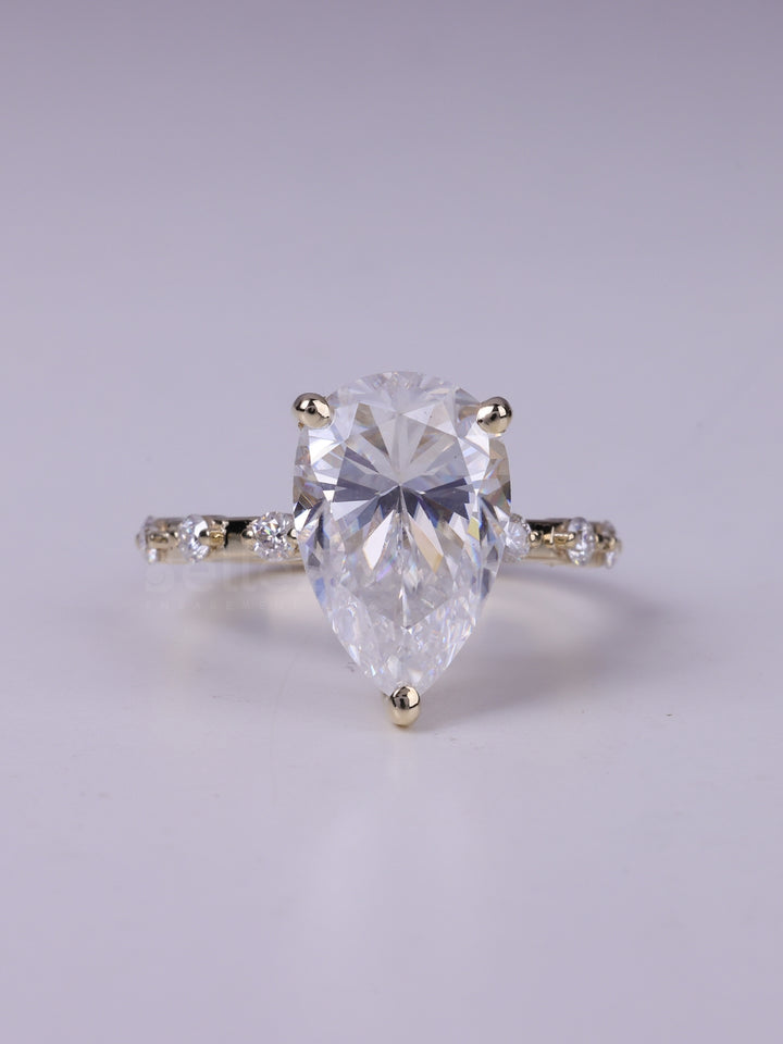 2.50CT Pear cut Pave Setting Moissanite Diamond Engagement Ring