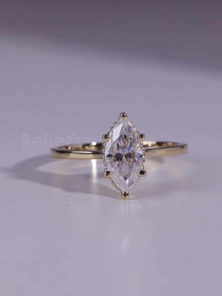 2.0CT Marquise Cut Solitaire Moissanite Engagement Ring
