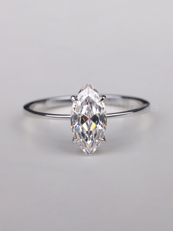 1.0CT Marquise Cut Solitaire Moissanite Engagement Ring
