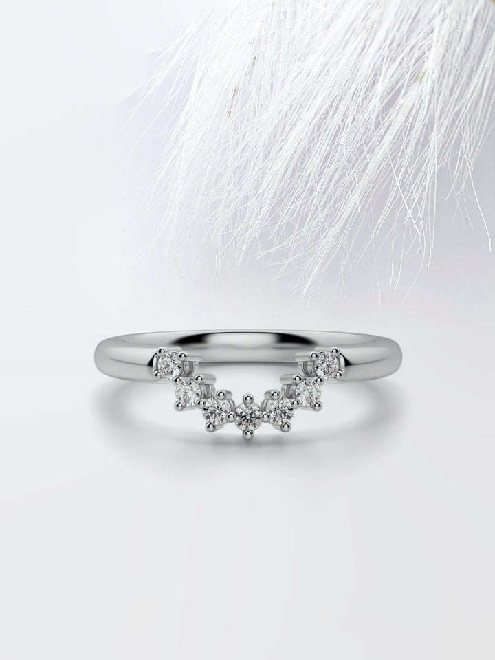 Curved Diamond Wedding Band For Women