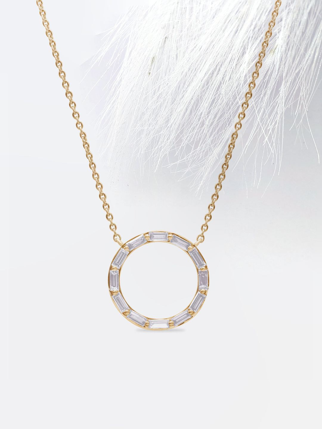 Baguette Cut Diamond Moissanite Circle Necklace (Medium)