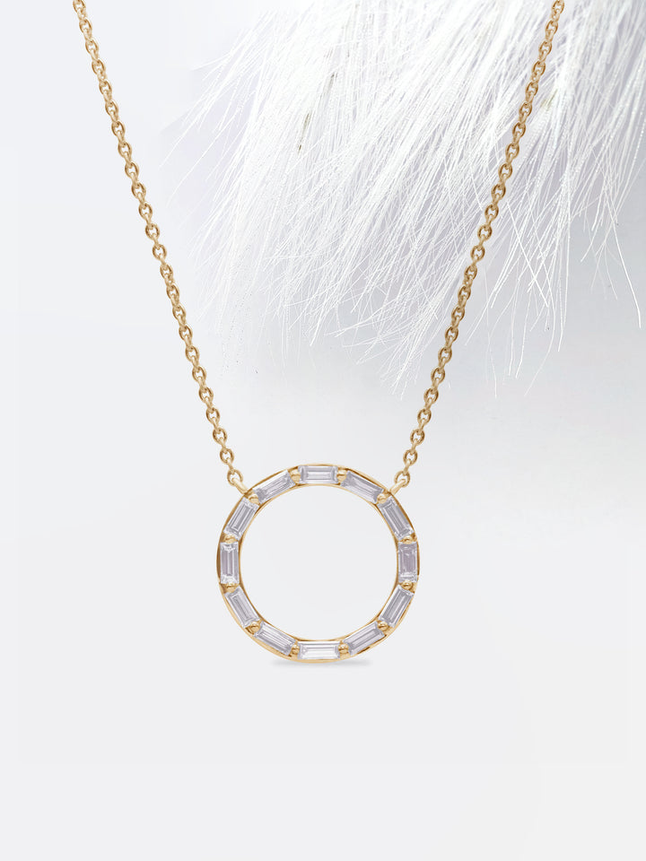 Baguette Cut Diamond Moissanite Circle Necklace (Medium)