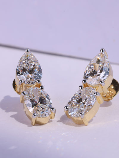 Pear & Oval Cut Moissanite Stud Party Wear Earrings