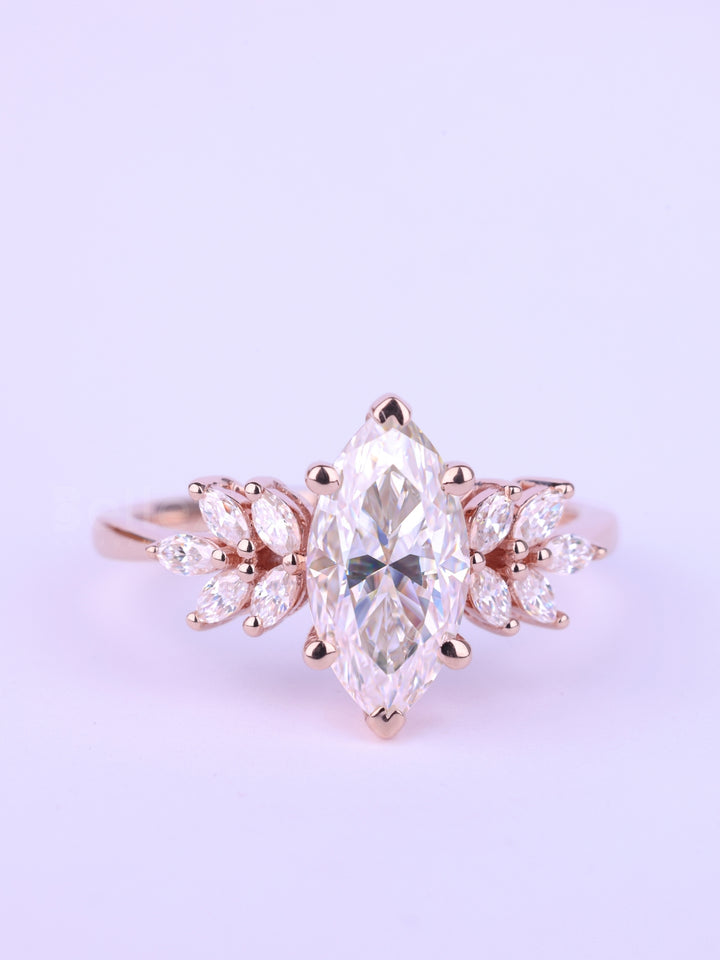 1.50CT-2.50CT Marquise Cut Nature Inspired Moissanite Engagement Ring